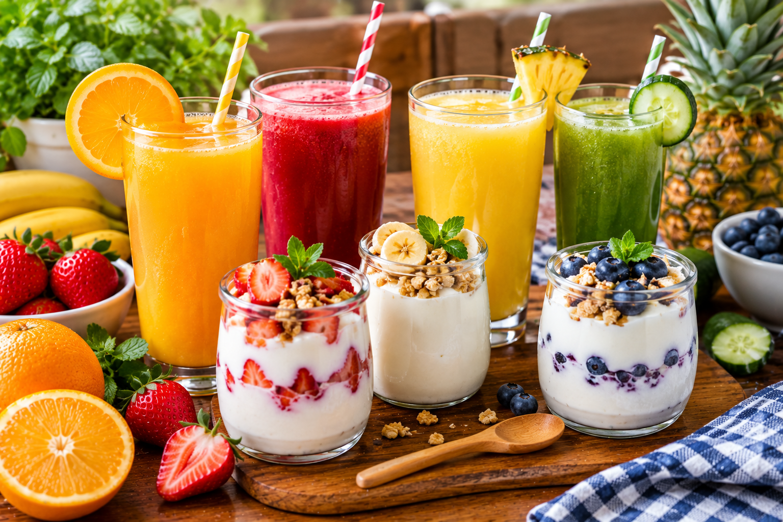 Jus naturels et yaourt maison